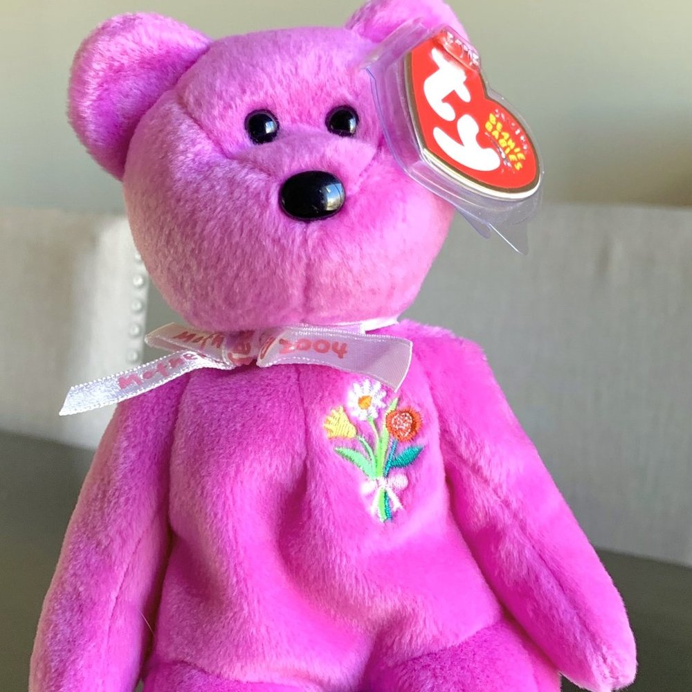 2003 40059 Mother 2004 Bouquet Flowers Mother's Day Ty Beanie Baby Bear MWMT